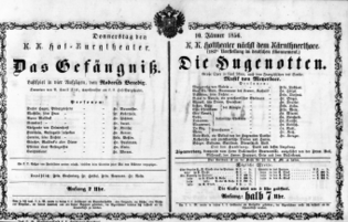 Theaterzettel (Oper und Burgtheater in Wien) 18560110 Seite: 1