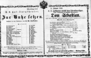 Theaterzettel (Oper und Burgtheater in Wien) 18560111 Seite: 1