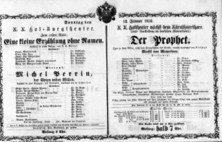 Theaterzettel (Oper und Burgtheater in Wien) 18560113 Seite: 1