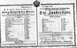 Theaterzettel (Oper und Burgtheater in Wien) 18560116 Seite: 1
