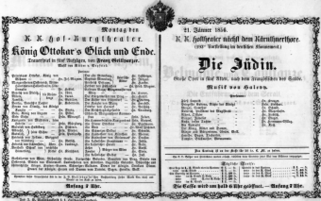 Theaterzettel (Oper und Burgtheater in Wien) 18560121 Seite: 1