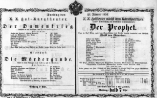 Theaterzettel (Oper und Burgtheater in Wien) 18560125 Seite: 1