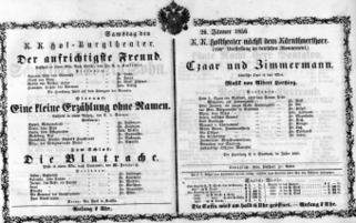 Theaterzettel (Oper und Burgtheater in Wien) 18560126 Seite: 1