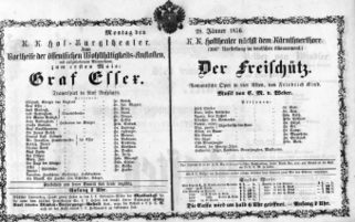 Theaterzettel (Oper und Burgtheater in Wien) 18560128 Seite: 1