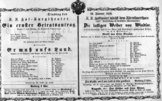 Theaterzettel (Oper und Burgtheater in Wien) 18560129 Seite: 1