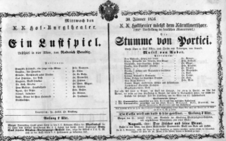 Theaterzettel (Oper und Burgtheater in Wien) 18560130 Seite: 1
