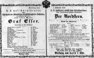 Theaterzettel (Oper und Burgtheater in Wien) 18560201 Seite: 1