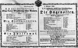 Theaterzettel (Oper und Burgtheater in Wien) 18560208 Seite: 1