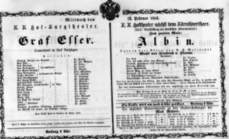 Theaterzettel (Oper und Burgtheater in Wien) 18560213 Seite: 1