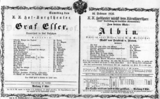 Theaterzettel (Oper und Burgtheater in Wien) 18560216 Seite: 1