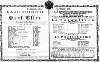 Theaterzettel (Oper und Burgtheater in Wien) 18560221 Seite: 1