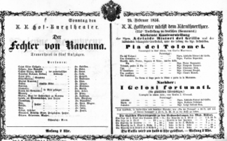 Theaterzettel (Oper und Burgtheater in Wien) 18560224 Seite: 1