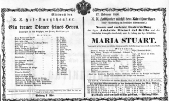 Theaterzettel (Oper und Burgtheater in Wien) 18560227 Seite: 1