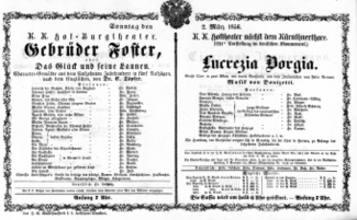Theaterzettel (Oper und Burgtheater in Wien) 18560302 Seite: 1