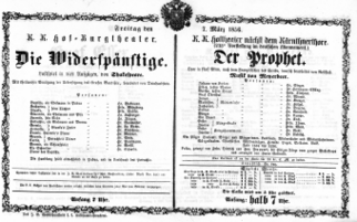 Theaterzettel (Oper und Burgtheater in Wien) 18560307 Seite: 1