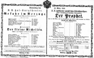 Theaterzettel (Oper und Burgtheater in Wien) 18560313 Seite: 1