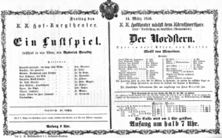 Theaterzettel (Oper und Burgtheater in Wien) 18560314 Seite: 1
