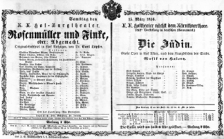 Theaterzettel (Oper und Burgtheater in Wien) 18560315 Seite: 1