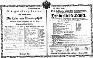 Theaterzettel (Oper und Burgtheater in Wien) 18560327 Seite: 1