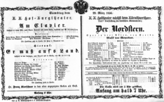 Theaterzettel (Oper und Burgtheater in Wien) 18560329 Seite: 1