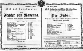 Theaterzettel (Oper und Burgtheater in Wien) 18560330 Seite: 1