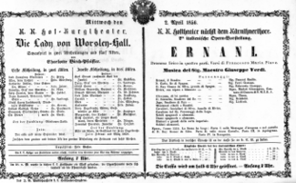 Theaterzettel (Oper und Burgtheater in Wien) 18560402 Seite: 1