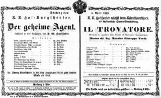 Theaterzettel (Oper und Burgtheater in Wien) 18560404 Seite: 1