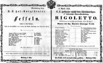 Theaterzettel (Oper und Burgtheater in Wien) 18560406 Seite: 1