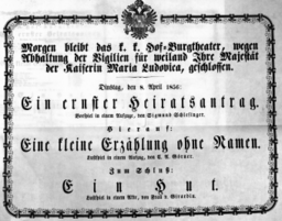 Theaterzettel (Oper und Burgtheater in Wien) 18560408 Seite: 1