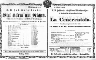 Theaterzettel (Oper und Burgtheater in Wien) 18560409 Seite: 1