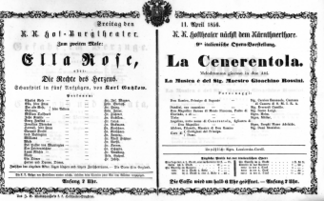 Theaterzettel (Oper und Burgtheater in Wien) 18560411 Seite: 1