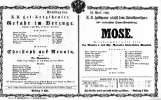 Theaterzettel (Oper und Burgtheater in Wien) 18560412 Seite: 1
