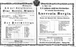 Theaterzettel (Oper und Burgtheater in Wien) 18560414 Seite: 1