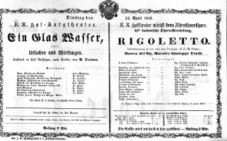 Theaterzettel (Oper und Burgtheater in Wien) 18560415 Seite: 1