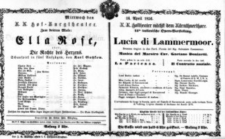 Theaterzettel (Oper und Burgtheater in Wien) 18560416 Seite: 1