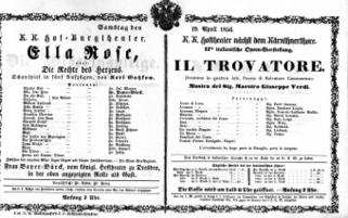 Theaterzettel (Oper und Burgtheater in Wien) 18560419 Seite: 1