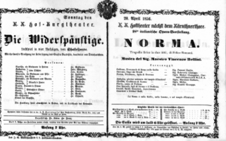 Theaterzettel (Oper und Burgtheater in Wien) 18560420 Seite: 1