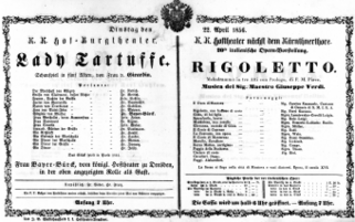 Theaterzettel (Oper und Burgtheater in Wien) 18560422 Seite: 1