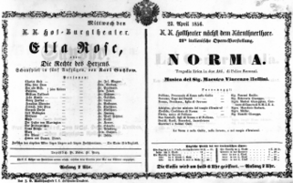 Theaterzettel (Oper und Burgtheater in Wien) 18560423 Seite: 1