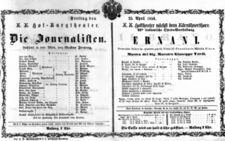 Theaterzettel (Oper und Burgtheater in Wien) 18560425 Seite: 1