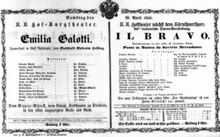 Theaterzettel (Oper und Burgtheater in Wien) 18560426 Seite: 1