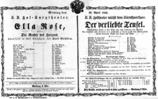 Theaterzettel (Oper und Burgtheater in Wien) 18560428 Seite: 1
