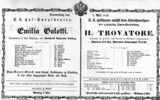 Theaterzettel (Oper und Burgtheater in Wien) 18560501 Seite: 1