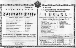 Theaterzettel (Oper und Burgtheater in Wien) 18560503 Seite: 1