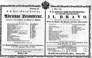 Theaterzettel (Oper und Burgtheater in Wien) 18560504 Seite: 1