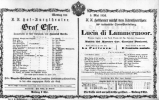 Theaterzettel (Oper und Burgtheater in Wien) 18560505 Seite: 1