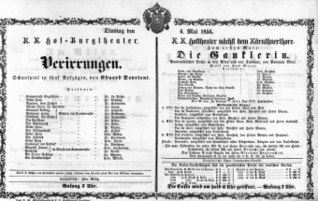 Theaterzettel (Oper und Burgtheater in Wien) 18560506 Seite: 1