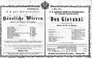 Theaterzettel (Oper und Burgtheater in Wien) 18560508 Seite: 1