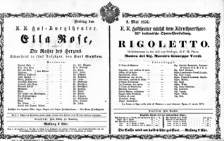 Theaterzettel (Oper und Burgtheater in Wien) 18560509 Seite: 1