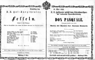 Theaterzettel (Oper und Burgtheater in Wien) 18560510 Seite: 1